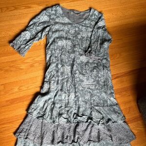 April Cornell Maxi Dress Powder Blue in Size M/L with Ruffle Skirt